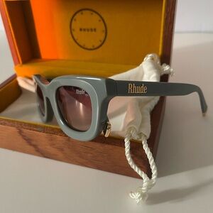 Rhude Gray Sunglasses with Gold Detailing